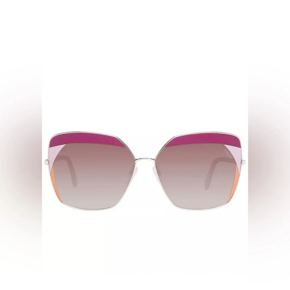 🕶️ EMILIO PUCCI WOMEN RED SUNGLASSES METAL SQUARE GRADIENT EYEGLASSES🕶️ - Picture 10 of 11